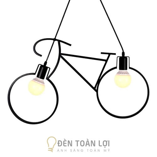 Đèn Thả: Mẫu đèn thả cây xe đạp 2 bóng trang trí quán trà sữa