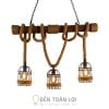 Mẫu đèn thả khúc tre 3 lồng chim trang trí quầy bar, quán cafe, shop thời trang