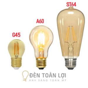 Bóng Đèn: Bóng LED Edison ST64, A60, G45 vỏ vàng Amber