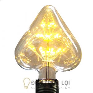 Bóng Đèn: Mẫu đèn LED Edison hình trái tim trang trí quán trà sữa