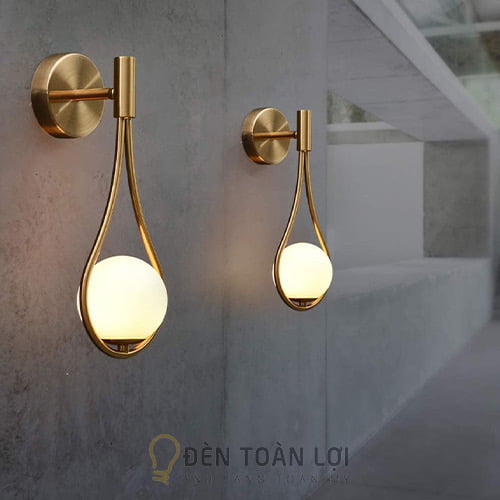 Đèn Vách: Mẫu đèn vách xi vàng choá thuỷ tinh hiện đại trang trí phòng ngủ