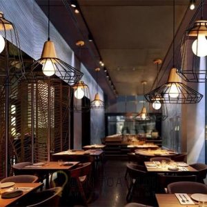 Đèn Thả: Mẫu đèn thả bàn ăn, bàn cafe đui nhôm giả gỗ ở Hà Nội