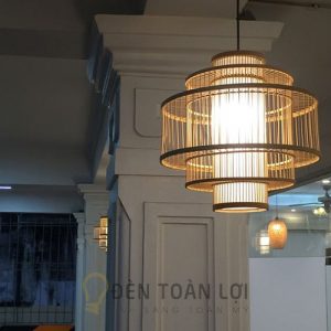 Mẫu đèn lồng thả hình trụ 3 tầng trang trí nhà hàng cực đẹp