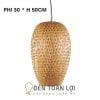 Đèn Mây Tre: Mẫu đèn tre đan hình quả nhót Phi 30 * H 50cm trang trí nhà hàng