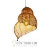 Đèn Mây Tre: Mẫu đèn mây nâu đan khung sắt hình vỏ ốc size lớn phi 40